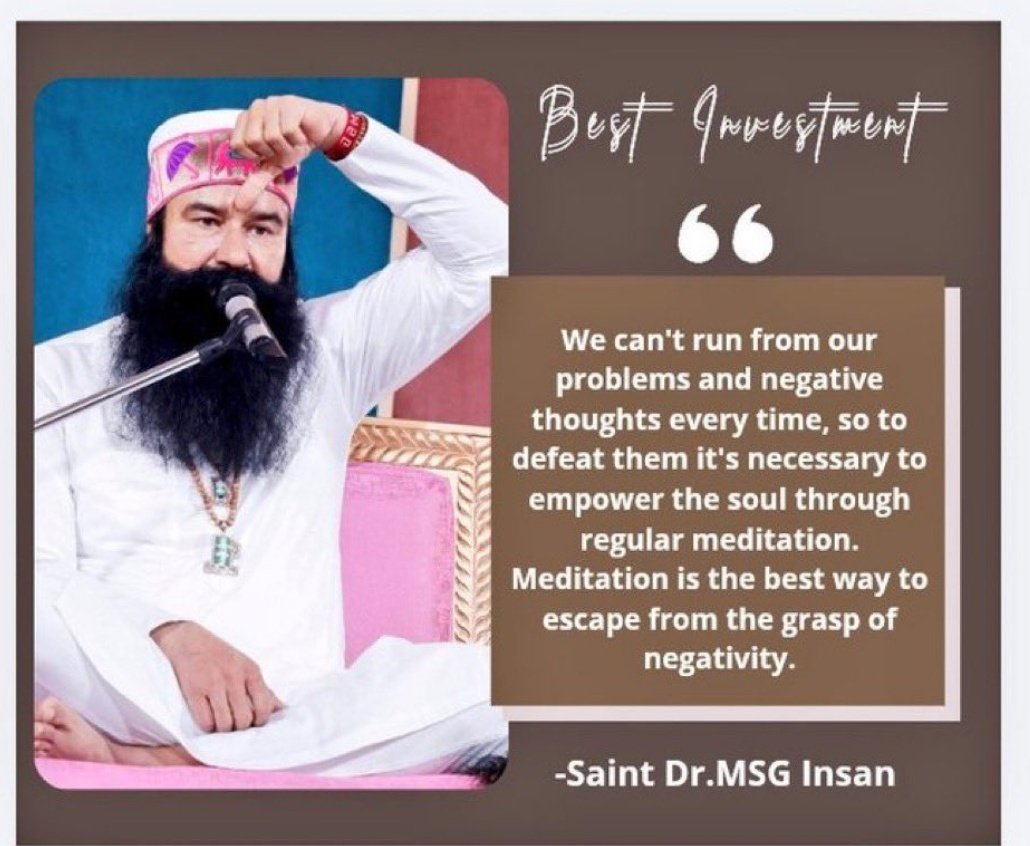 Elizabeth2016_'s tweet photo. Dedicate just 10 minutes everyday from your busy routine to yourself. Reflect on your habits and strive to eliminate negative thoughts simran, making yourself better. According to Saint Gurmeet Ram Rahim Ji, this is the #BestInvestment in your life. https://t.co/PAfhPhfR6r