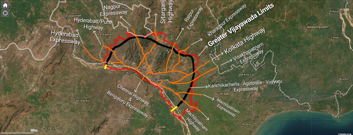MahaVijayawada's tweet image. 1- I am proposing a transformative vision for #Vijayawada expanding our city footprint from 60 sq.km to 1,500  (25x expansion of current VMC) by merging 3 Municipalities &amp;amp; 166 villages within the Northern Ring Road

#GreaterVijayawada