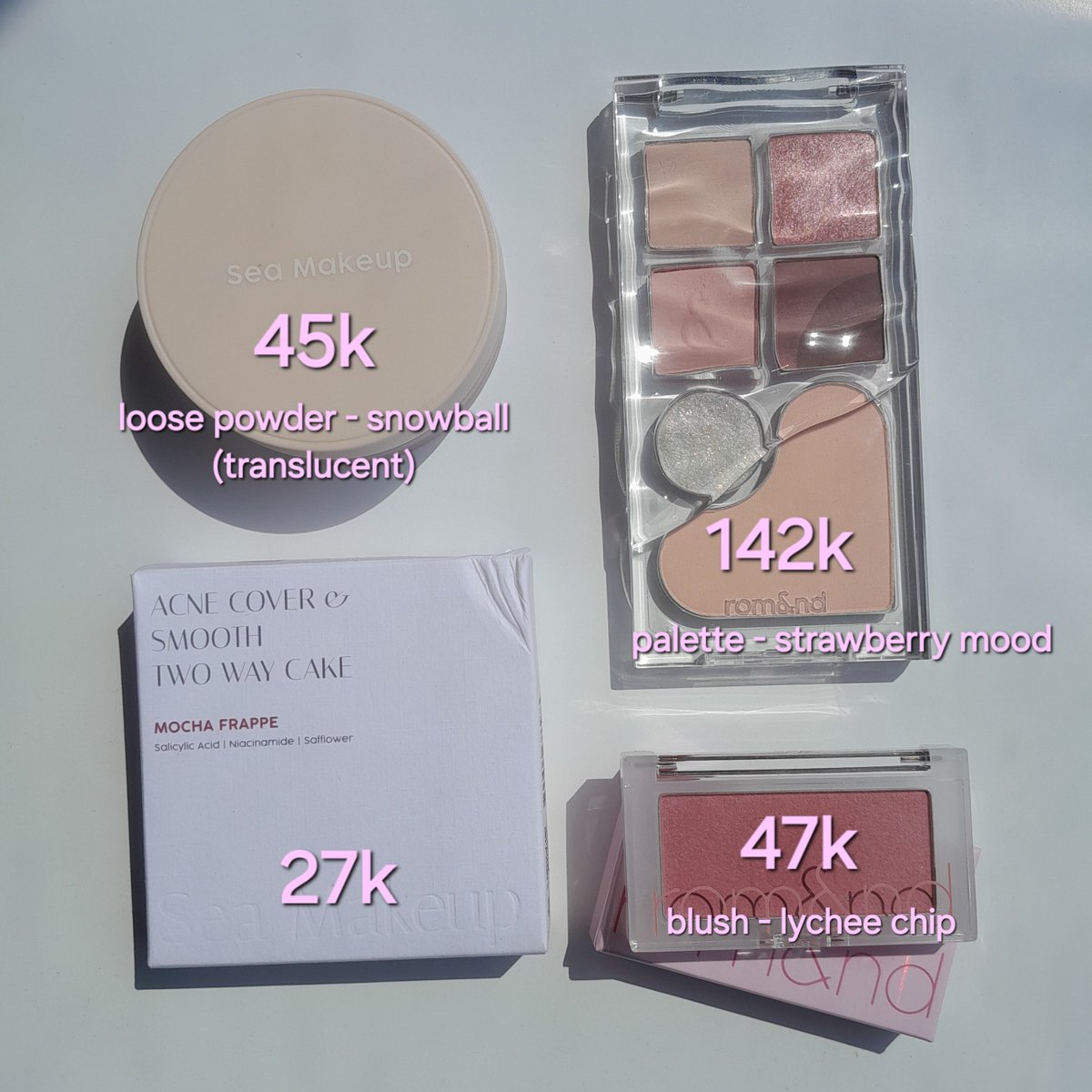 cloverint's tweet photo. WTS want to sell - preloved like new make up underprice
☆ pemakaian 2-5x, all with box
☆ price inc admin oren 
☆ dom depok

yang minat boleh dm aja untuk linknya 🤗 t. romand sea makeup https://t.co/a4QlhApGyf