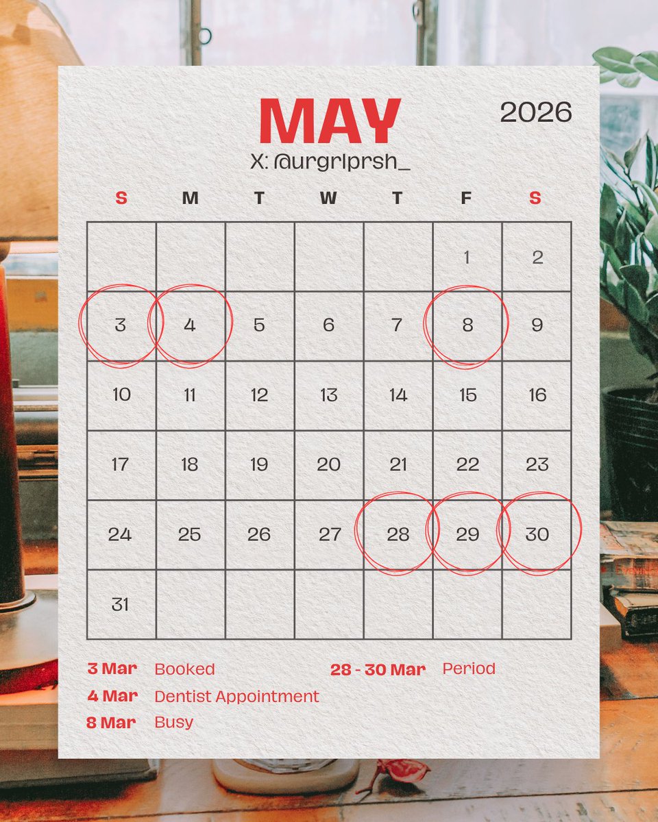 urgrlprsh_'s tweet photo. May schedule is now open 🌙

Marked dates are either taken or reserved for personal time — everything else is open for private arrangements.

For those who know, you know.
📩 Reach out early to secure your preferred schedule.

Verified clients only. Prioritized. Worth it. https://t.co/afoDT5BSBP
