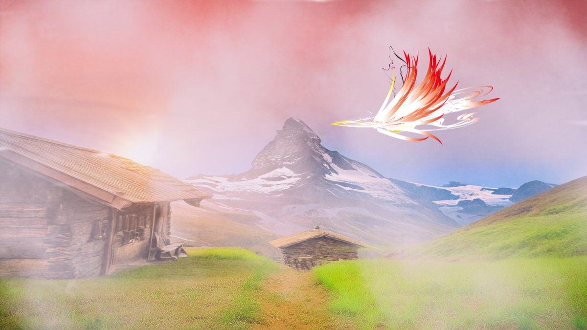 sanrotasu0216's tweet image. Swiss mountain hut　túp lều trên núi Thụy Sĩ
#AI #PS #Adobe