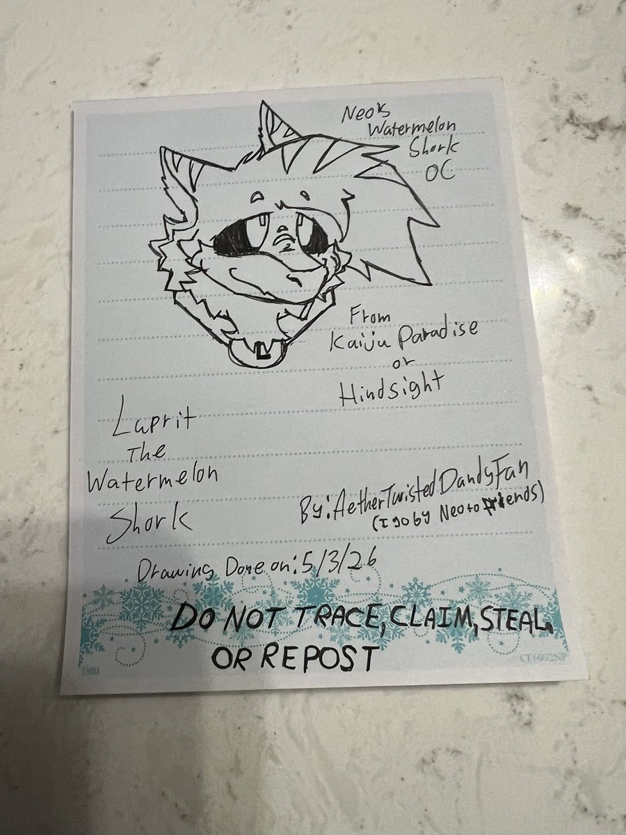 sinoxy_bean's tweet photo. A small late night post before bed.

The thought of Melon Shorks just popped into my head earlier so I looked on Pinterest for some fanart to help me draw my Melon Shork OC named Luprit.

So, here you go guys! My brother and I love drawing these little cuties (I need to color it) https://t.co/JpLivGnIkD