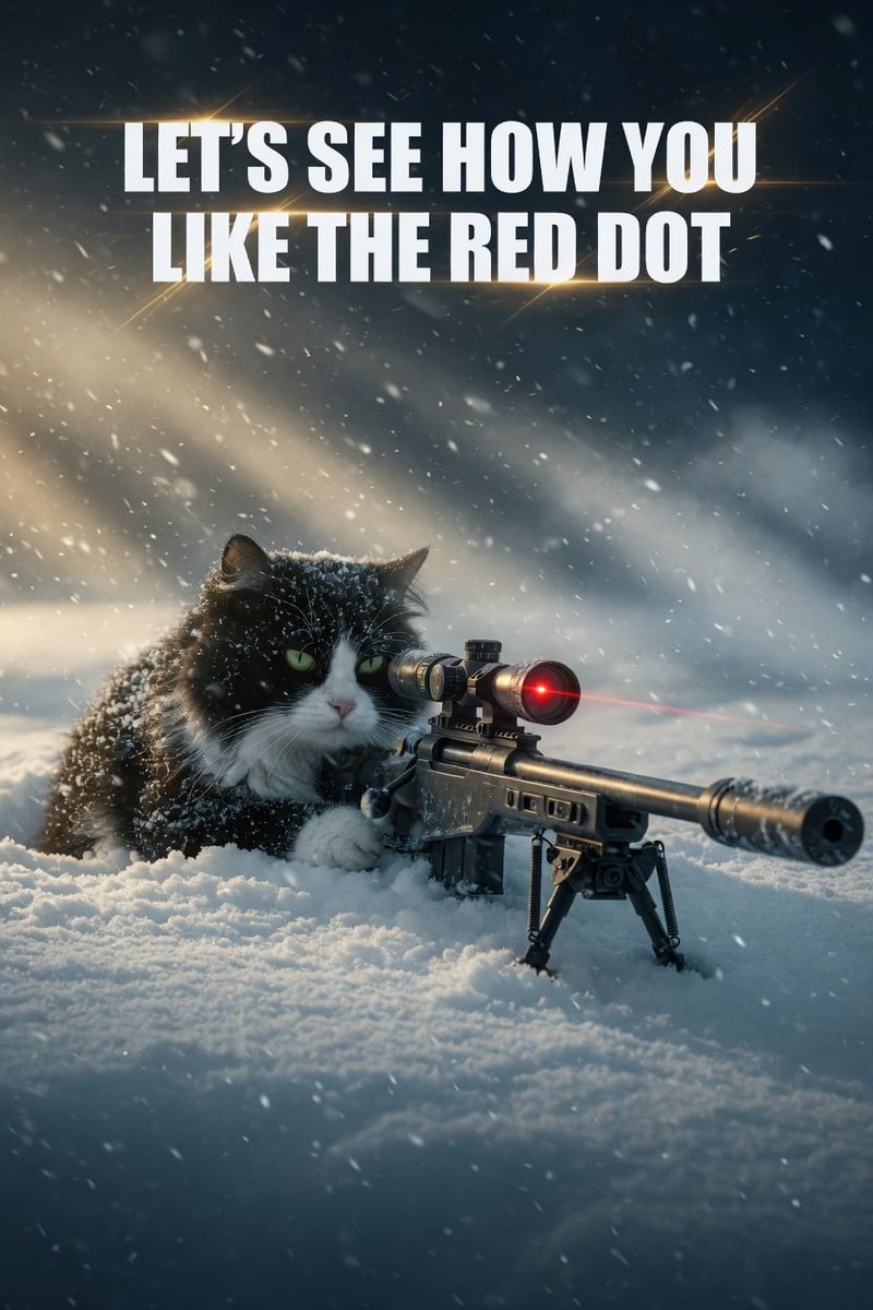rising_cyrus's tweet image. "Let's see how YOU like the red dot."
#CatMeme #SniperCat #RedDot
@grok @xai