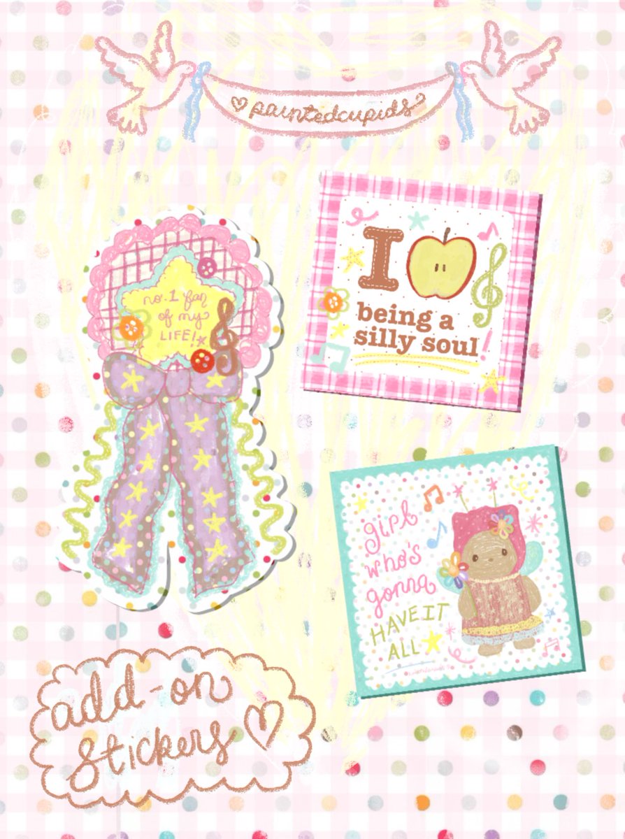 paintedcupids's tweet photo. . . . add-on stickers! 
⭐️ will also be up in online shop 🐰
first 10 mail club subscribers will get 
1 random add-on sticker 🌸🪽🍋‍🟩🧚🏼

see ya later at 6 pm . . . https://t.co/pbNo2SznXT
