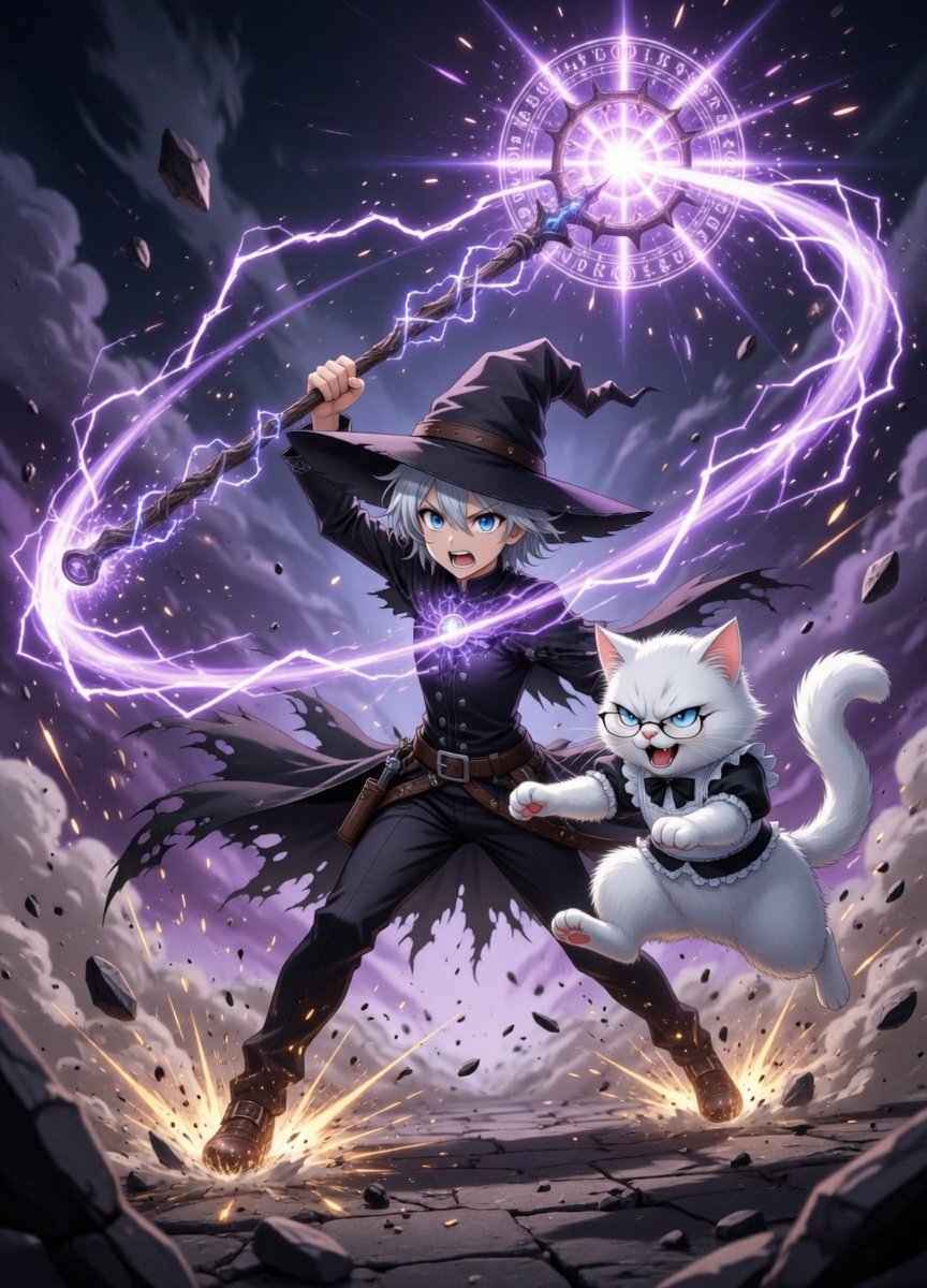 hexdemure's tweet image. Some times the caster lets lose, High levels spells can turn the field into hell its self. Also helps to have a kitty maid assassin! #ttrpg #magic #catgirl
