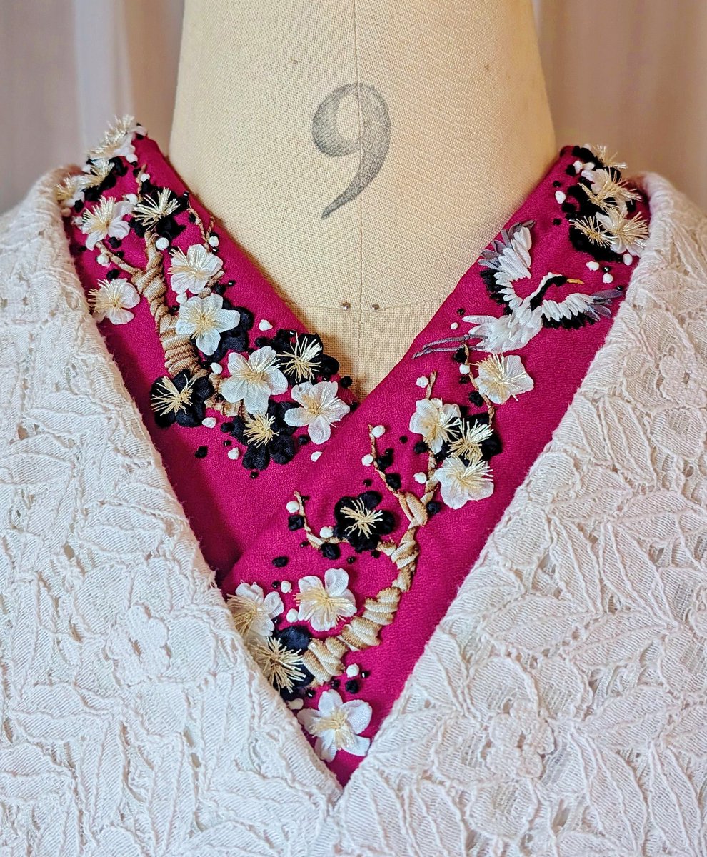 すみれページ　半襟刺繍５枚 鶴と梅の半襟 #刺繍半襟