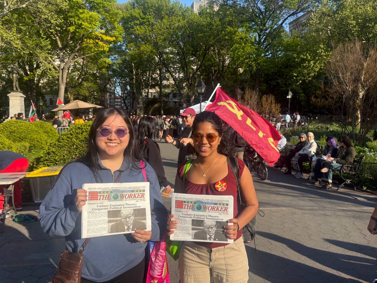 DailyWorkerUSA's tweet photo. Coast to coast, from #Seattle, Washington #Lenin to #New York, #DailyWorkerUSA was distributed at the 2026 International Workers’ Day marches. https://t.co/eyKynkOren. #Philadelphia https://t.co/jAPYDCmlaw