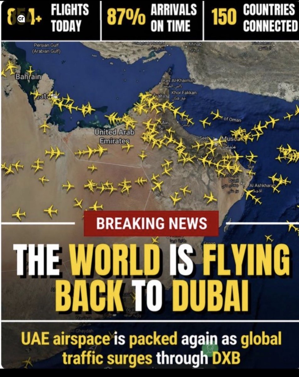 HussnianHussy's tweet image. Watch the skies.

Where planes go, money follows. ✈️

Dubai’s airspace is packed again
870% surge in arrivals
150 countries connected

This is not tourism.
This is capital flow. 🇦🇪

#DubaiRealEstate #DXB #InvestSmart #UAE