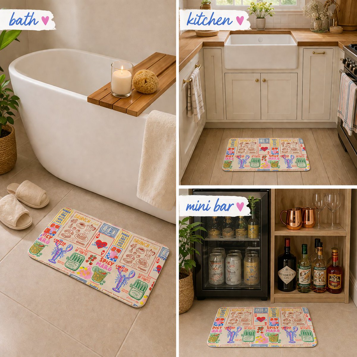 heartscrownxt's tweet image. one mat, three perfect places 💛

bath 🛁 kitchen 🍳 mini bar 🍸
because your space deserves something a little more fun

shop here:
heartsandcrown.etsy.com/listing/435275…

#homedecor #kitchendecor #bathroomdecor #barcartstyling #apartmentdecor #colorfulhome #retroaesthetic #eclecticdecor