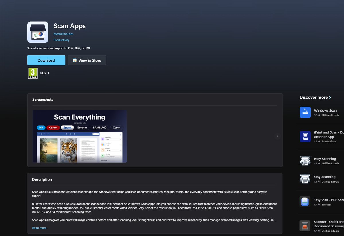 CAStenman's tweet image. Scan Apps, is App of The Day on myAppFree  t.ly/xPk-H      #Windows11 #myAppFree #Scanner