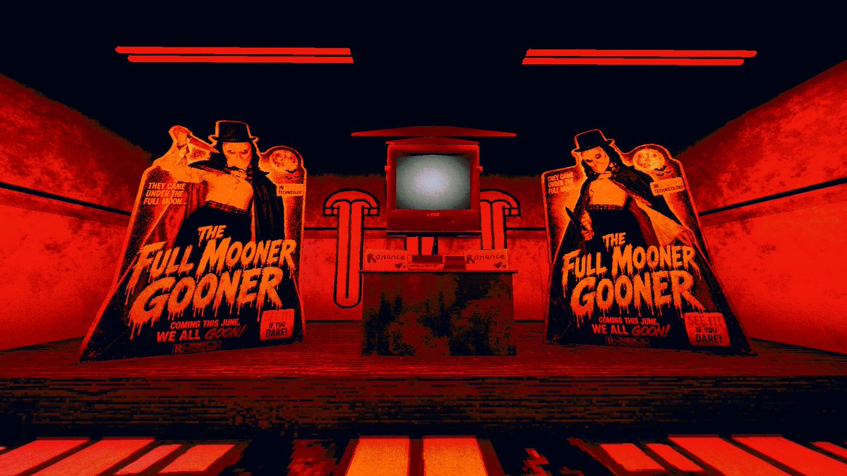 TaintedPact's tweet image. Ladies and germs, I give you "The Full Mooner Gooner."
Starring @blairvira. She did an amazing job dressing up and posing for these standees. We are cooking up something really janky 😂.

#indiegame #indiegamedev #PSX #TheSkinStapler