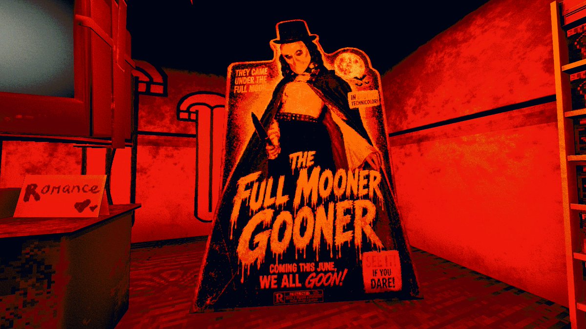 TaintedPact's tweet image. Ladies and germs, I give you "The Full Mooner Gooner."
Starring @blairvira. She did an amazing job dressing up and posing for these standees. We are cooking up something really janky 😂.

#indiegame #indiegamedev #PSX #TheSkinStapler