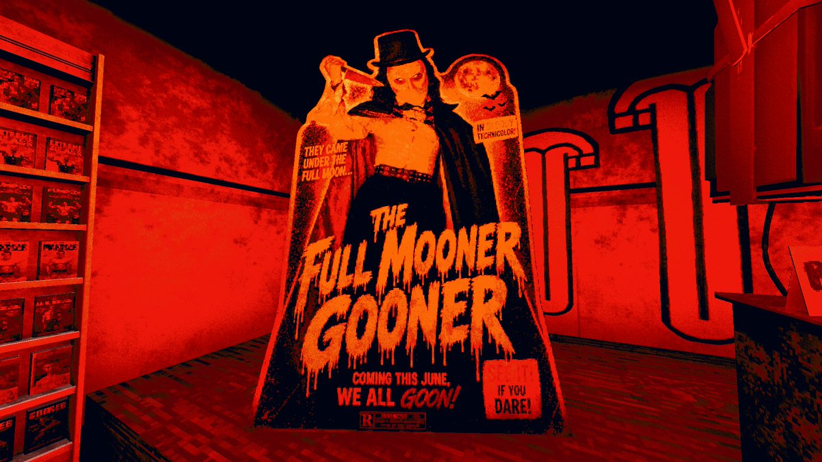 TaintedPact's tweet image. Ladies and germs, I give you "The Full Mooner Gooner."
Starring @blairvira. She did an amazing job dressing up and posing for these standees. We are cooking up something really janky 😂.

#indiegame #indiegamedev #PSX #TheSkinStapler