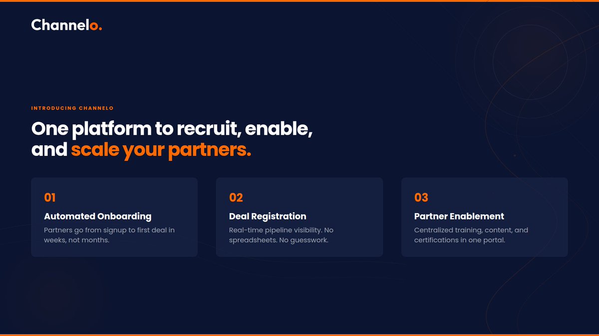 ChanneloTech's tweet photo. Your partners are your biggest growth channel. Are you treating them like one? 

One platform. Zero per-seat pricing. Built for B2B teams scaling channel. https://t.co/hjruXYWg97

#PRM #PartnerRelationshipManagement #B2BSaaS https://t.co/xFtjOlJ8as