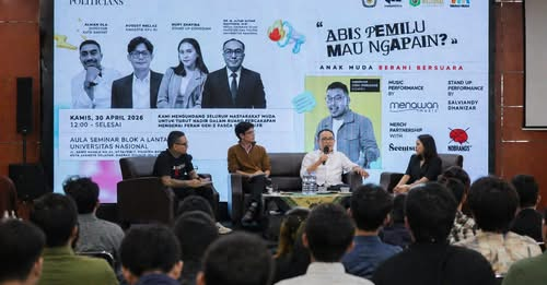 UNAS1949's tweet photo. Prodi Ilmu Politik UNAS Gelar Diskusi “Abis Pemilu Mau Ngapain?” Bahas Peran Gen Z Pascapemilu

Melalui kegiatan ini, mahasiswa dan generasi muda diharapkan semakin memahami posisi serta perannya dalam sistem demokrasi, tidak hanya saat pemilu berlangsung.
https://t.co/UuL2N2rIYa https://t.co/Ig1gf6zxdn
