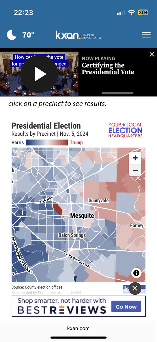 CCarter520's tweet photo. @s_carruthtx @jmontforttx This Mesquite? The one that had nearly all of its precincts vote for Harris? The one where 3 out of 5 of the Texas Reps that rep the city are Democrats and the 2 republicans have Sunnyvale and Forney to help them out? I’m genuinely curious https://t.co/EwGK6JtbLS