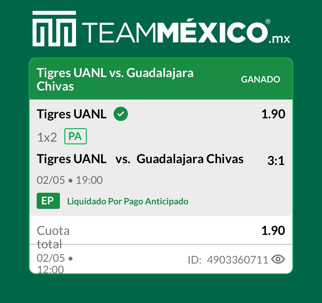 ElLoboVIP's tweet photo. 🇲🇽 Resumen Liga MX: 4-2 ✅
📈 Bank: +5.0% 

💰Tigres DO + Over 1.5 (1.64)
💰EV+ Tigres ML (1.90)
💰Pumas +0.5 (1.80)
💰EV+ Pumas ML (3.80)🔥

❌Atlas +0.5 (1.86)
❌Toluca ML (1.78)

Seguimos sumando.

¿Cobraste alguno conmigo? https://t.co/JNzqEkaLGb