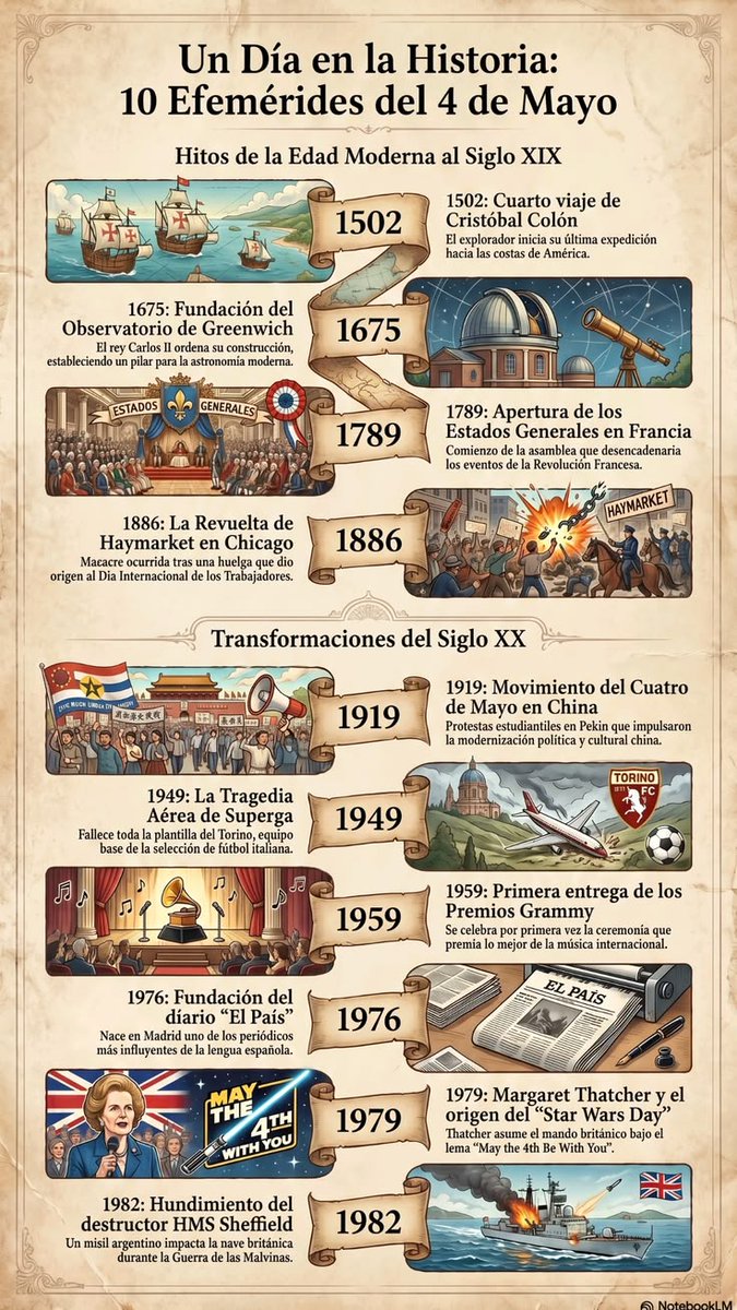 Salva__RC's tweet image. #Efemérides del día 4 de mayo.
