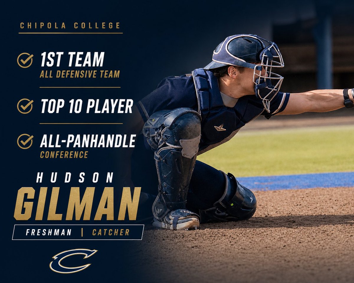 GilmanHudson's tweet photo. Extremely blessed and honored to be named 1st Team, All-Defensive Team and Top 10 Player All-Panhandle Conference. Thankful for this team and coaches. 
Matthew 19:26
 @R_Hix22 @Evan_Hylek @Chipola_BSB https://t.co/NNDM81gnjH