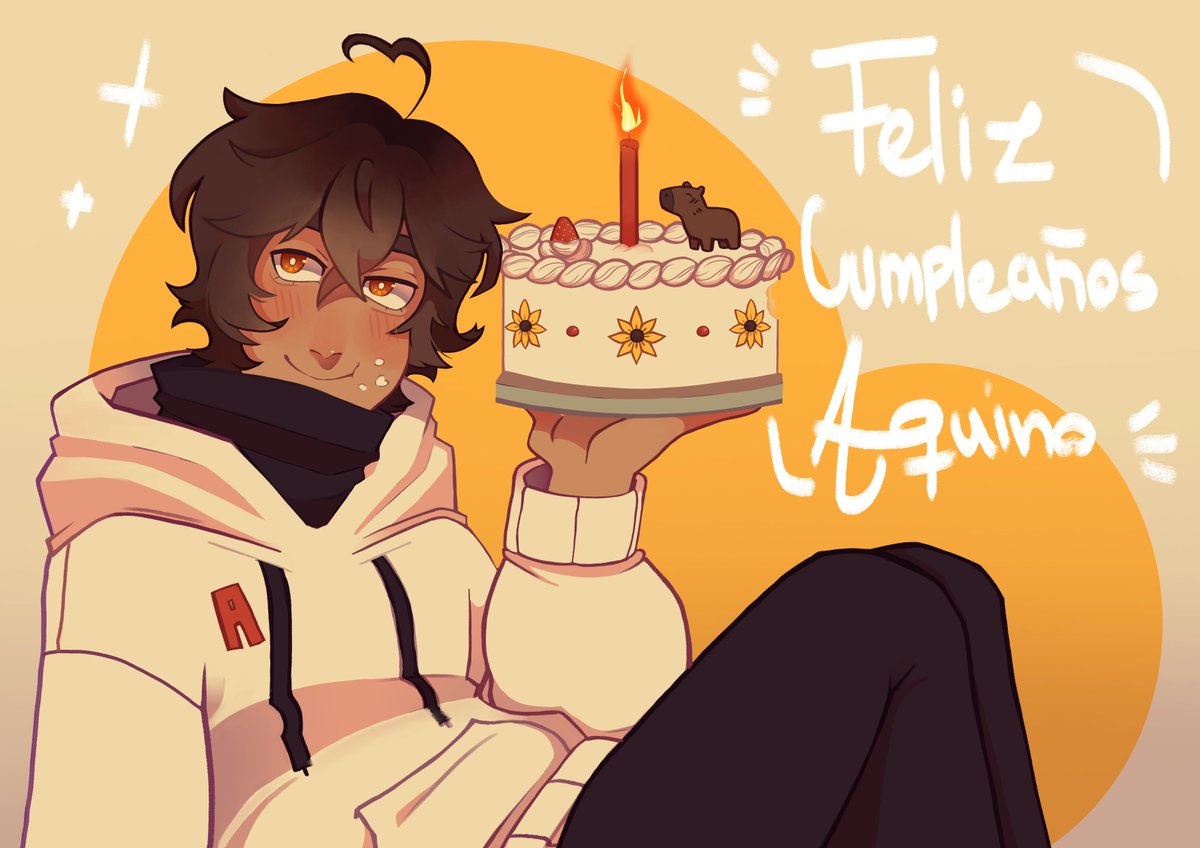 Tired_D0ggy's tweet photo. Dibujin de cumpleaños (aunque ya paso) + mi participacion en la dinamica de revista 
Ayer no pude terminarlo y hoy casi se me borra pero llegue, tarde, pero llegue 😭😭
#AquiSiCumple #AquinoBirthday #Aquinofanart https://t.co/xQJ8k2E6ev