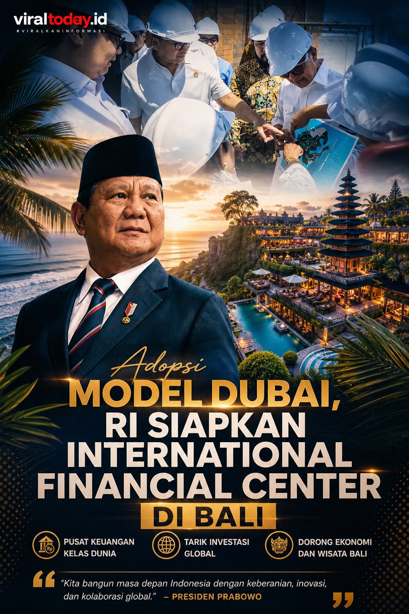 Bassugeng717's tweet image. Pemerintah Indonesia tengah menyiapkan Bali sebagai kawasan pusat keuangan internasional melalui proyek IFC. Diharapkan, langkah ini mampu menarik investasi global dan memperkuat posisi ekonomi Indonesia di kancah dunia.

#Bali #Indonesia #Ekonomi #Investasi #GlobalFinance
