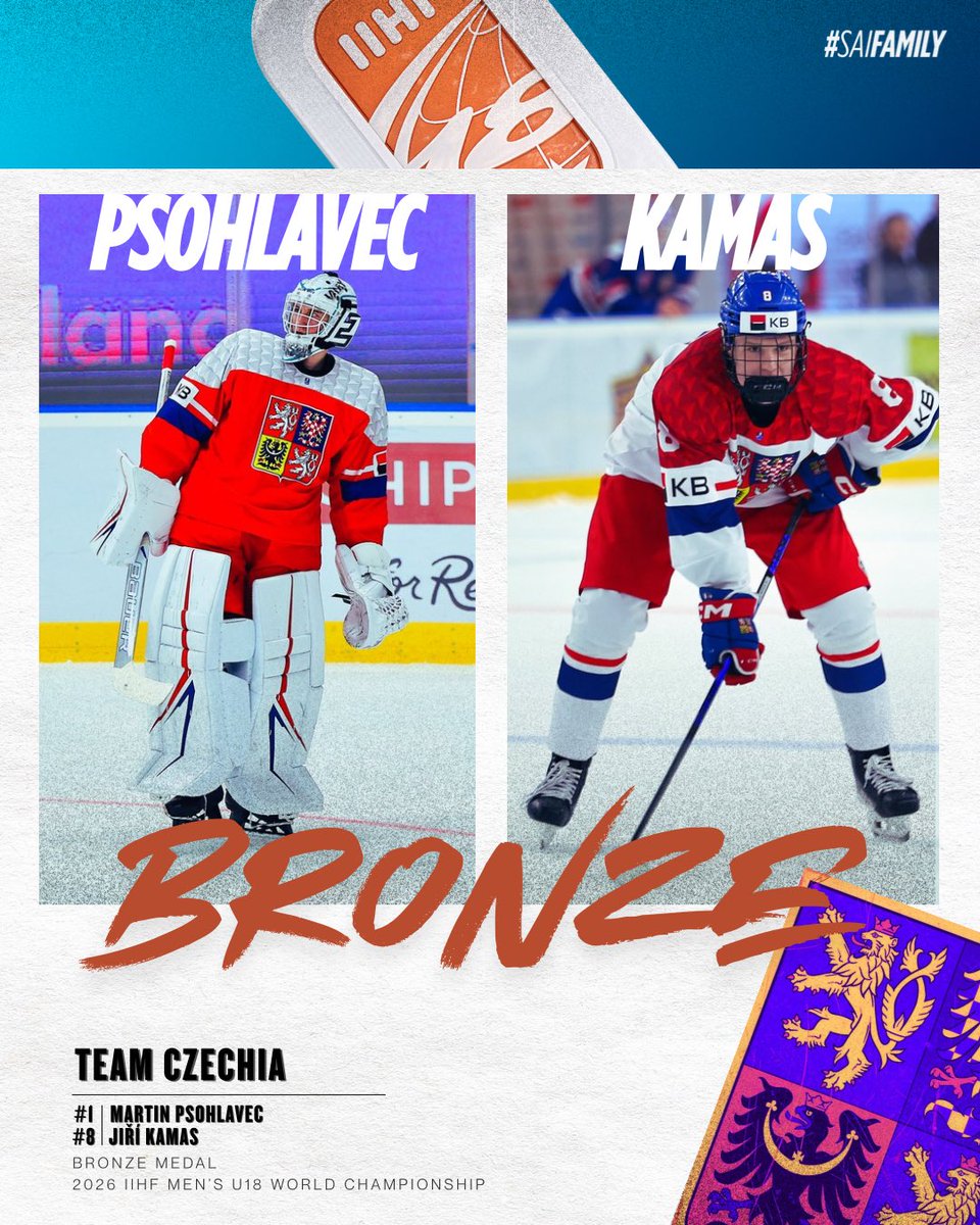 Pmarsoun's tweet photo. Congratulations to clients Martin Psohlavec &amp; Jiri Kamas. Bronze medal at WJC u18🥉 #saifamily https://t.co/CNYiliyhUa
