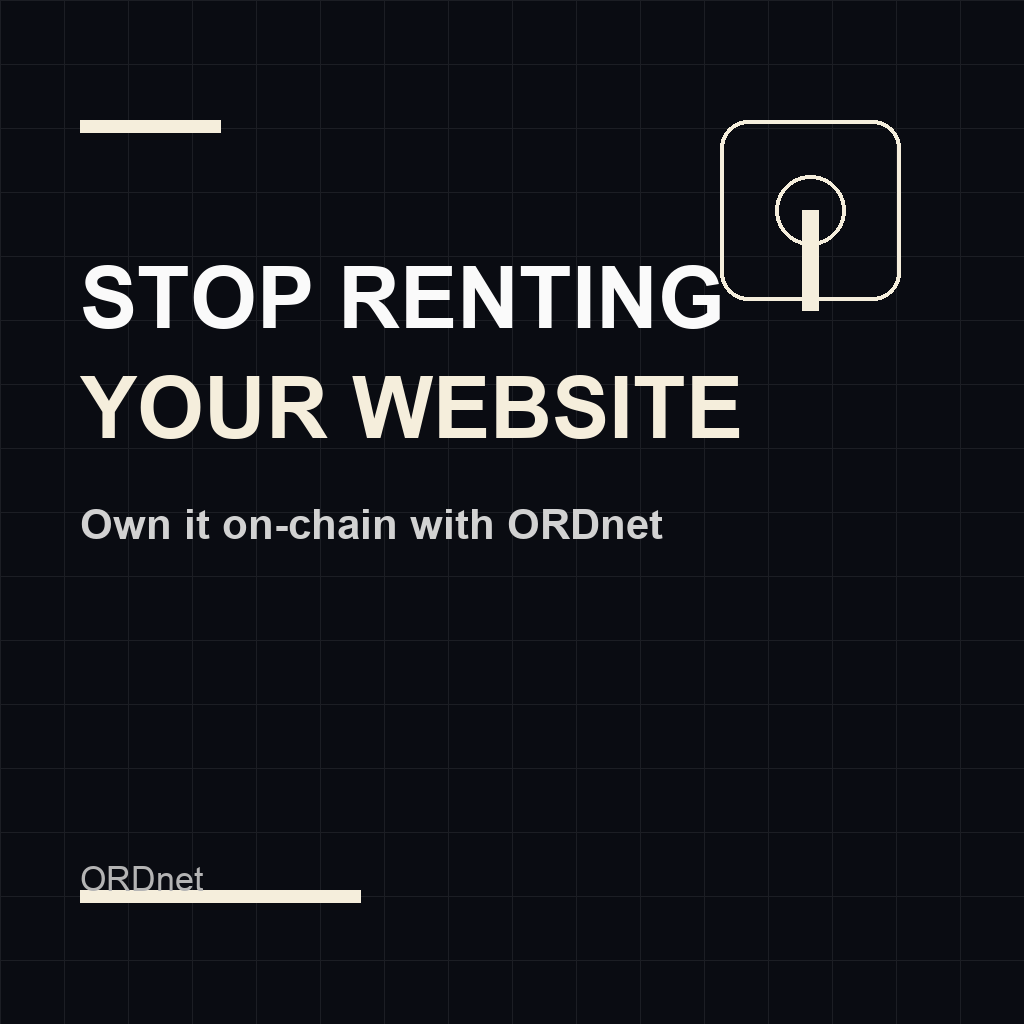 TrueWeb3Hosting's tweet image. Stop renting space for a site you should own. With ORDnet your HTML is inscribed on Bitcoin SV, one payment, no hosting bill, no expiry. hello.ordnet.io #ORDnet #Hosting #Bitcoin #Web3