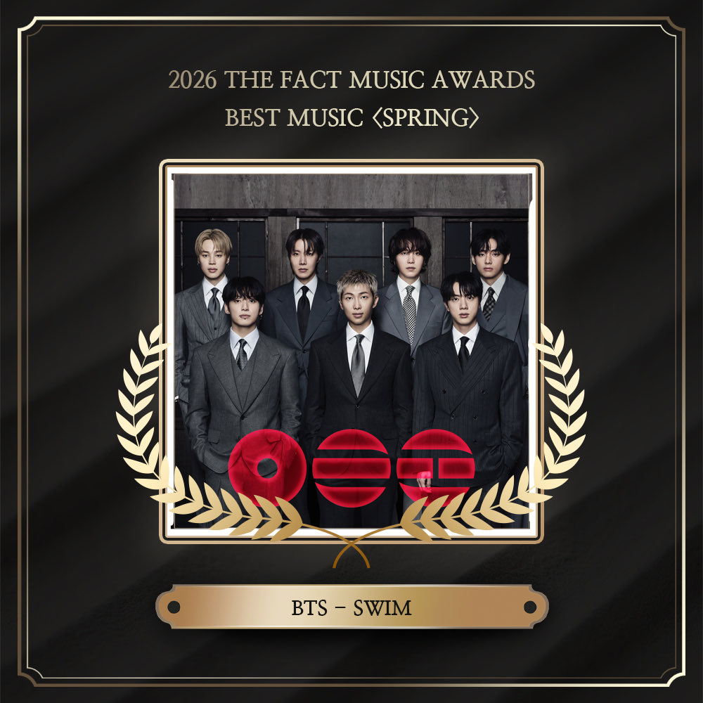 FALL1NFORJK's tweet photo. CONGRATULATIONS BTS
SWIM TMA 2026 BEST MUSIC SPRING
#SWIM_TMAWin #BTS_SWIM
#BestMusicSpring_SWIM 
@BTS_twt https://t.co/J8eLIra0LU