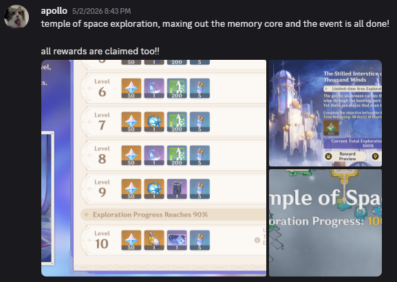 apollo11lines's tweet photo. temple of space exploration + world quest + event deadline

for cocow, done! https://t.co/PbWSfrwUCD