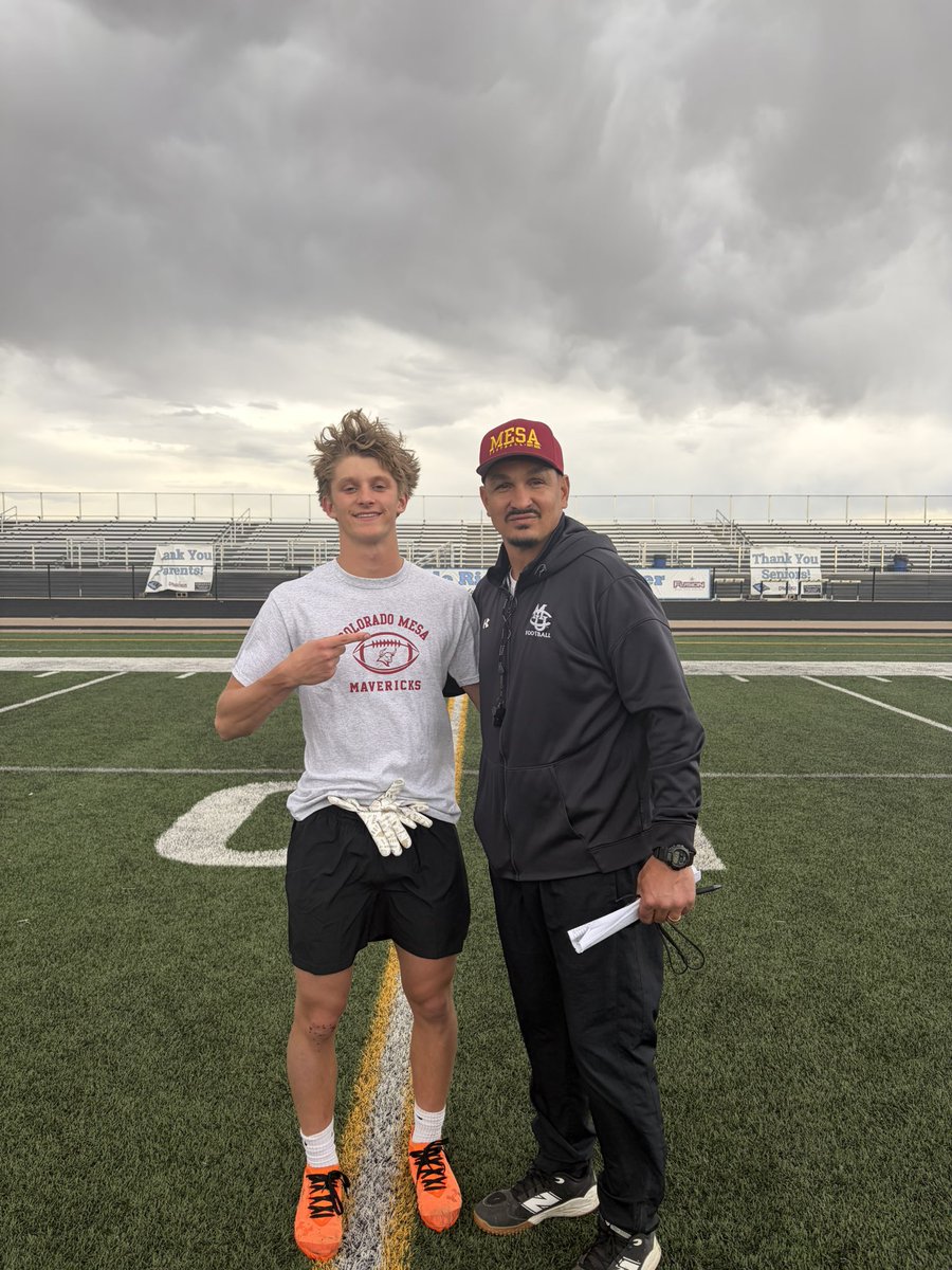 RauHudson17's tweet photo. A big thank you to @CoachKochevar and the Colorado Mesa coaching staff for a great camp today. Got some great coaching and learned some great things. Hope to get out to campus sometime! 
@Coach_Wikre 
@REAL_estateDEV 
@CoachVoorheesRR 
@ridge_riverdale 
@ducks7v7 
@coach_vigil 
@CoachFox30