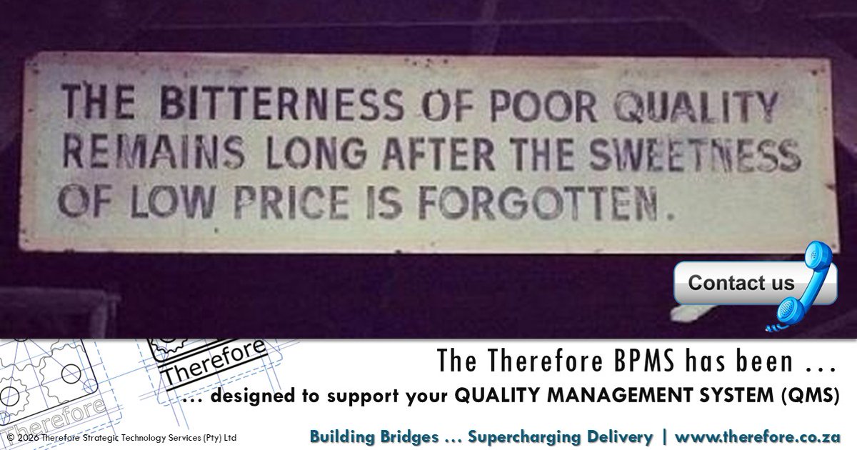 ThereforeSTS's tweet image. Serious about quality? ✅
The Therefore BPMS is built to strengthen and support your Quality Management System — not just tick a box. If quality is a non-negotiable in your organisation, we should be talking.

#BPMS #Quality #QMS
therefore.co.za/Contact.html