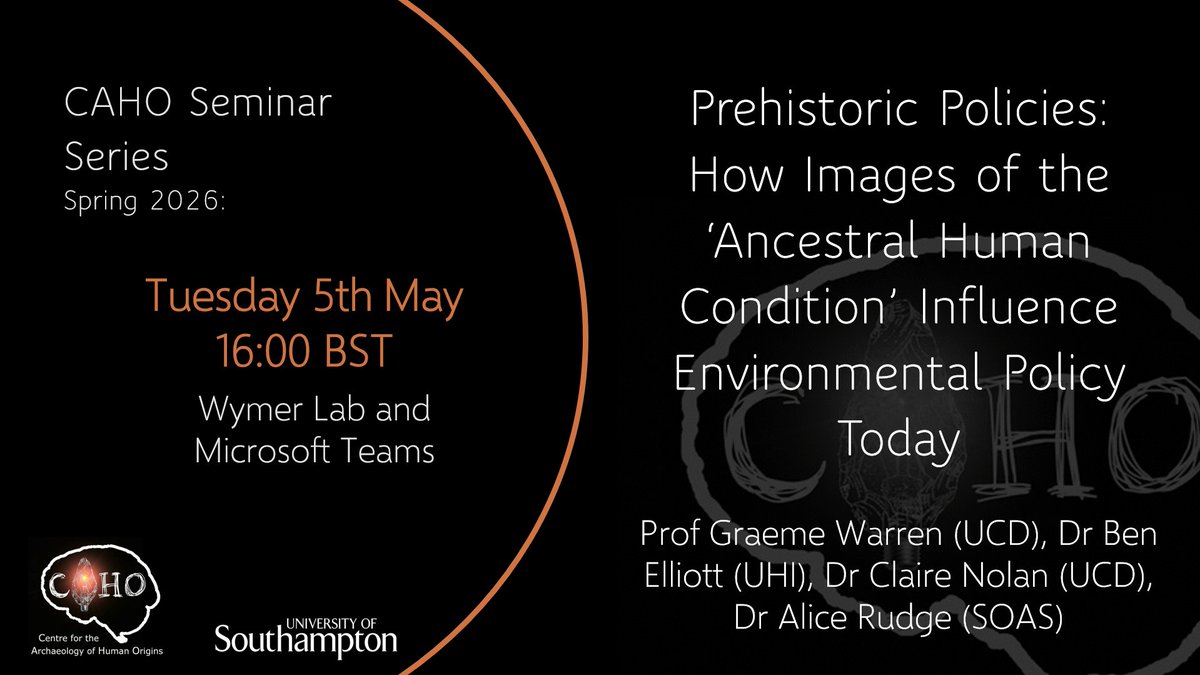 CAHO_uk's tweet photo. Hello please join us  on Tuesday 5th of May at 16:00 GMT for our next talk! We will be joined online by Professor Graeme Warren. See poster below for details. Anyone can join us virtually via: https://t.co/Q4QgClS7xJ https://t.co/7WatpC5mD0