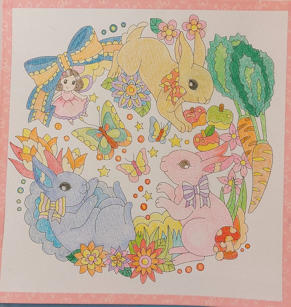 なじゃ 創作 塗り絵ちゅう((φ(тωт*)配色、不器用人 tweet media