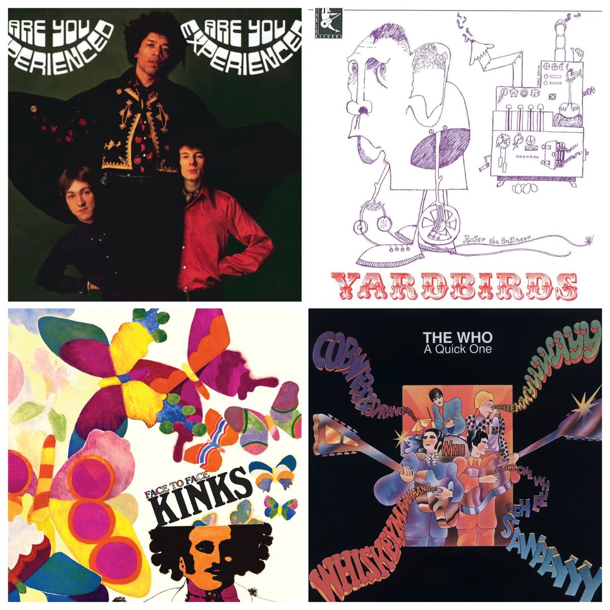 LesPurves's tweet image. Pick ONE. No fence-sitting.

• The Jimi Hendrix Experience — Are You Experienced  
• The Yardbirds — Roger the Engineer  
• The Kinks — Face to Face  
• The Who — A Quick One

Four albums. Same year. All essential.

You only get one, which one? 👇

#1966 #ClassicRock