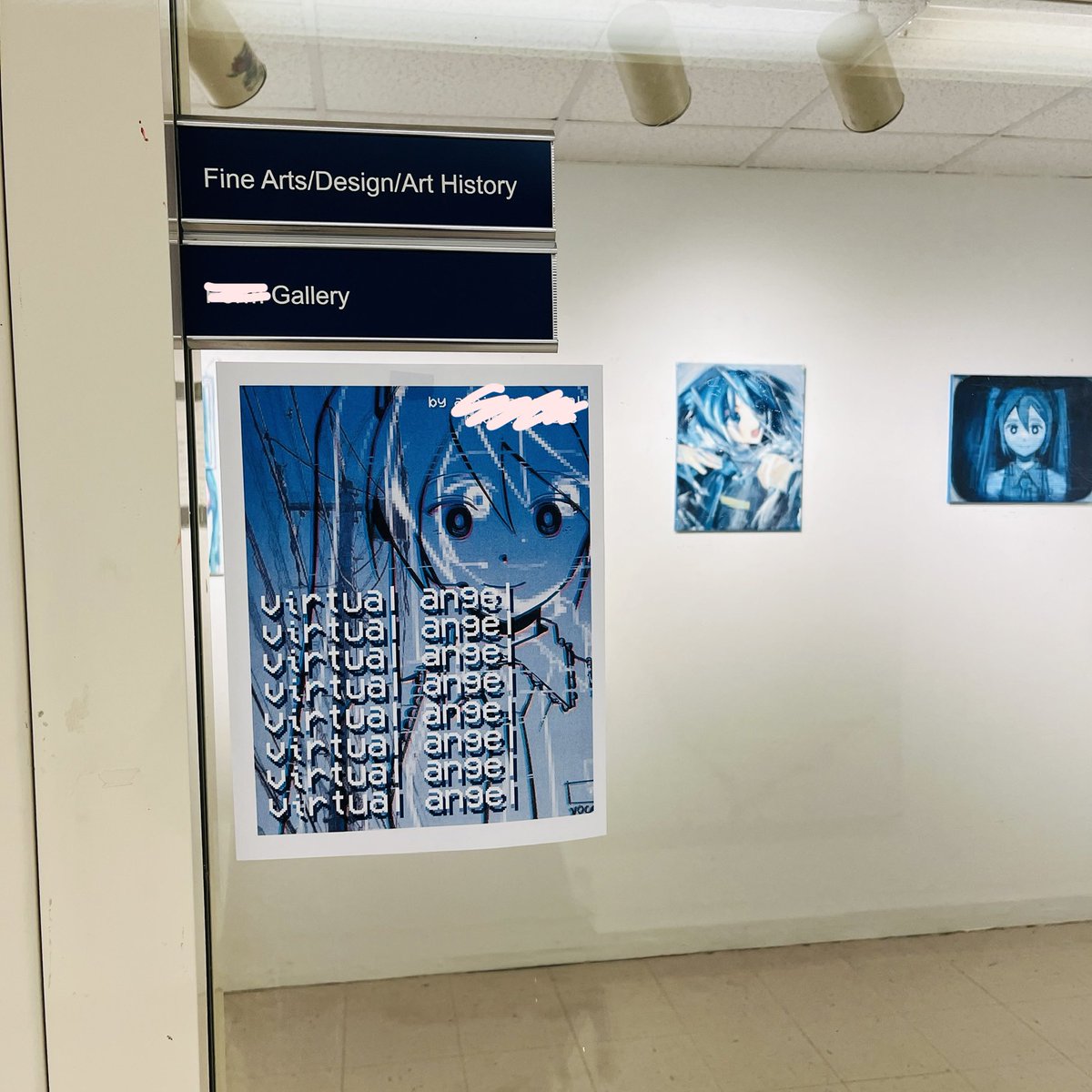 gomitwo's tweet photo. a few weeks ago i had my miku miku gallery show at my uni!! had a bunch of paintings and stuff displayed for a week ehe (more in thread)! #hatsunemiku #初音ミク https://t.co/l6KHjqxxJT