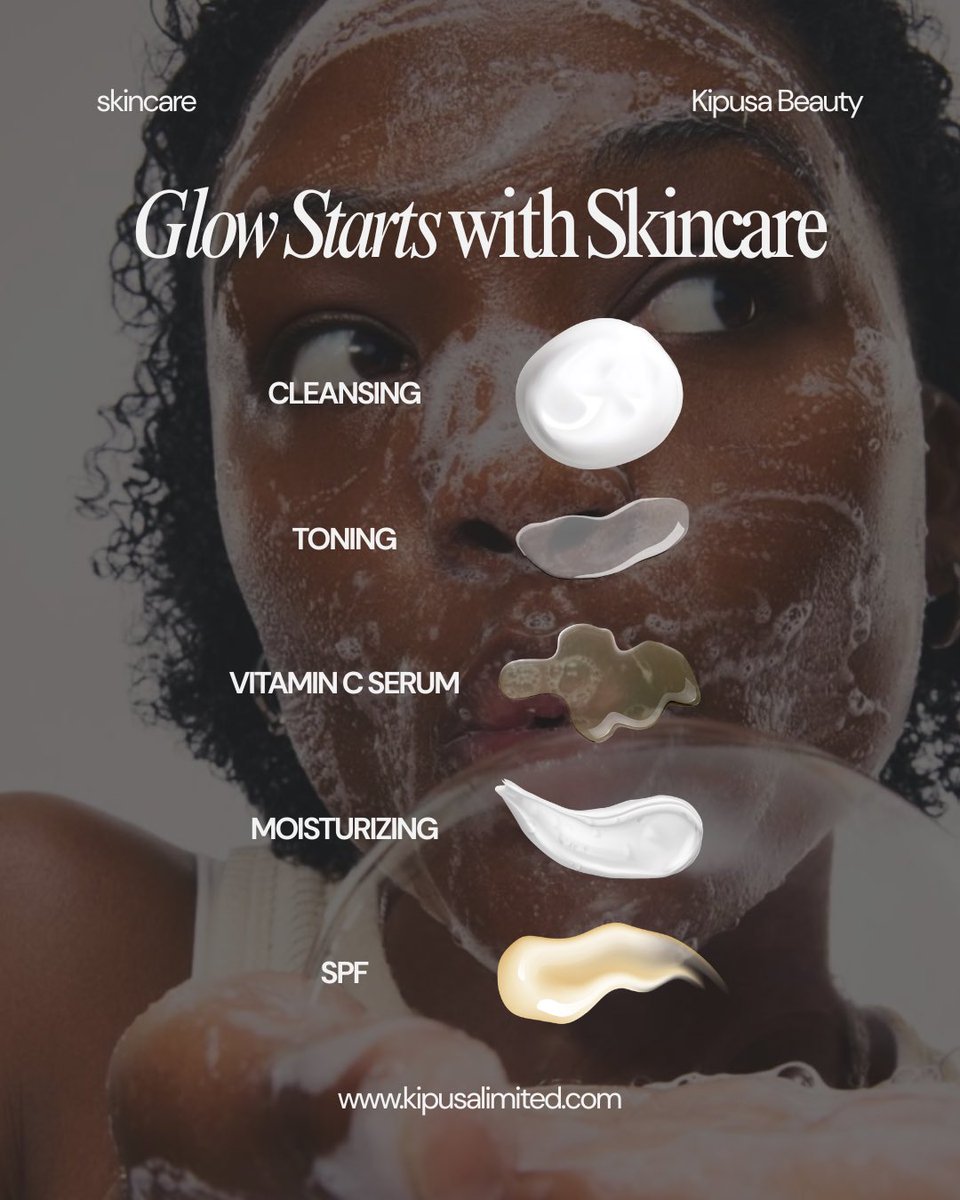 BeautyKipusa's tweet image. Glow starts with skincare. ✨ Stop guessing and start glowing with our 5-step essential routine:
🧼 Cleansing 💧 Toning 🍊 Vitamin C Serum 🧴 Moisturizing ☀️ SPF
Get the full set at kipusalimited.com! #SkincareTips #KipusaBeauty
