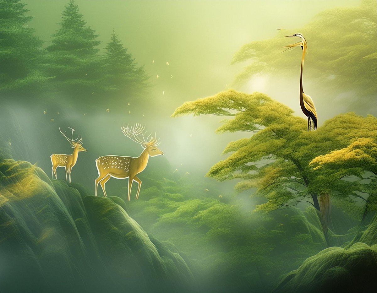 sanrotasu0216's tweet image. In a quiet forest Trong một khu rừng yên tĩnh #AI #PS #Adobe