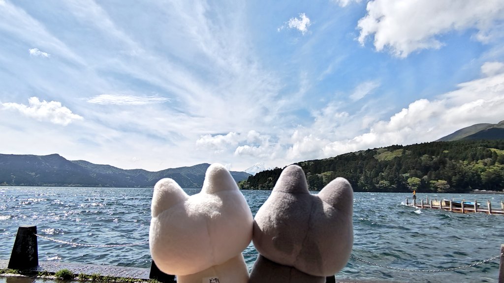 芦ノ湖の向こうに富士山🗻が見えるニャー！
さすが日本一の山、かっけぇみャ～