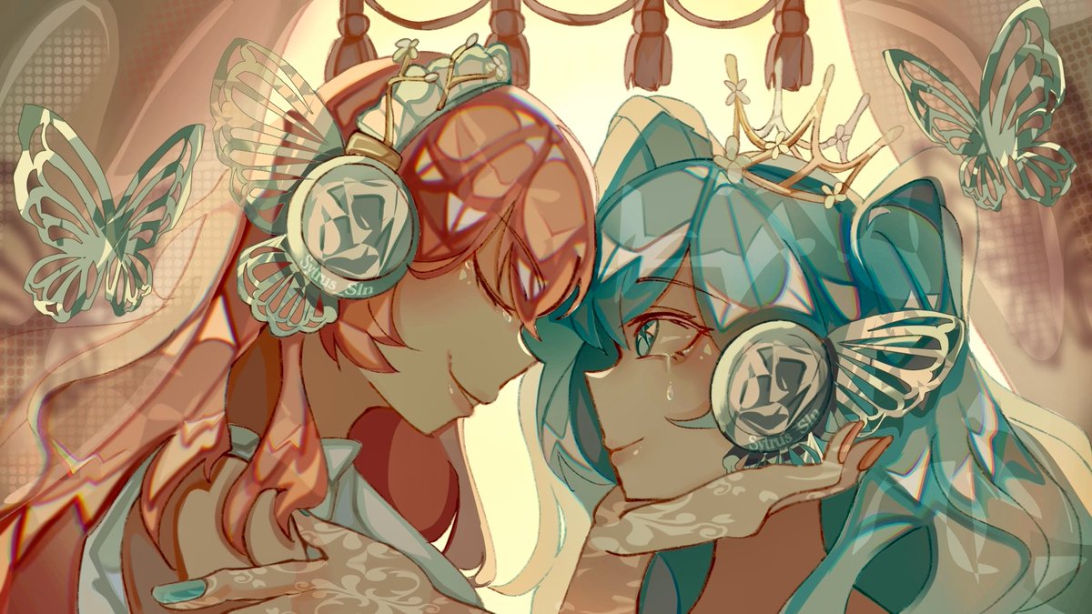 Sytrus_Sln's tweet photo. I heard they got married!!! #magnet #hatsunemiku #megurineluka #初音ミク #巡音ルカ https://t.co/sgIscdlWYy