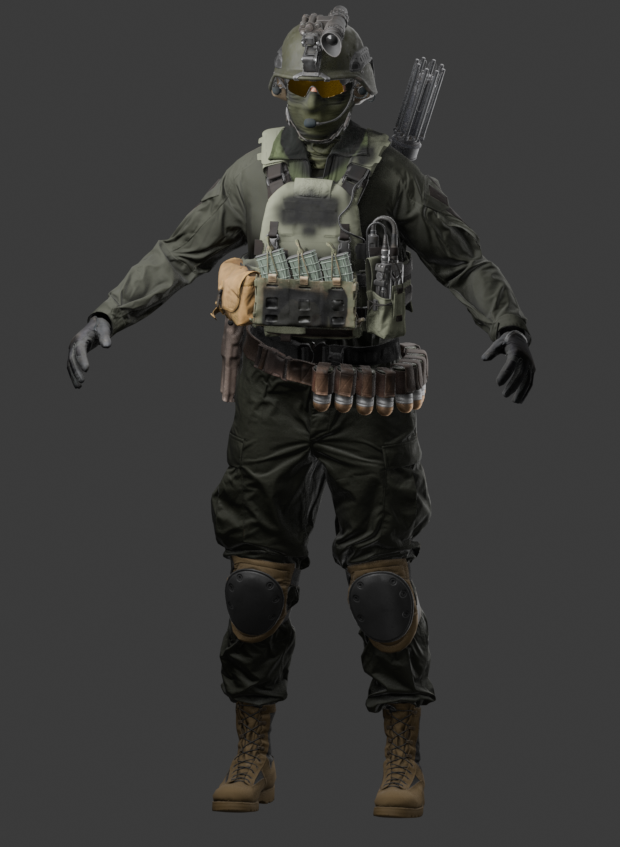 Stoob880371's tweet image. if i get access to the 3d models of a game i get the itch to kit bash, its inescapable. I've been wanting to do this for a bit now.

Hypothetical PAX swede goon for the assault class mostly #BF6 assets with the an RE belt WIP