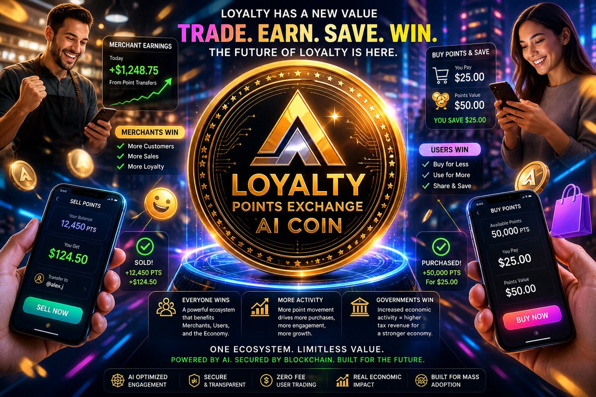 Loyalty Points Exchange -AI Coin: New legislation proposal. Users must be allowed to sell loyalty points. Merchants get boosted sales &amp; % of profit of sale. % profit pays gas fees. Govt gets tax revenue, Buyers get points at discount. Sellers get cash. docs.google.com/document/d/17R…