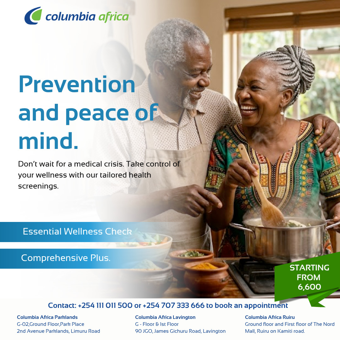 ColumbiaAfrica's tweet image. A simple check today can prevent bigger problems tomorrow. ✅
Book your Comprehensive Wellness Check at Columbia Africa starting from 6,600/-
📞 Call/WhatsApp: +254 111 011 500 | +254 707 333 666
#ColumbiaAfrica #PreventiveCare #WellnessMatters