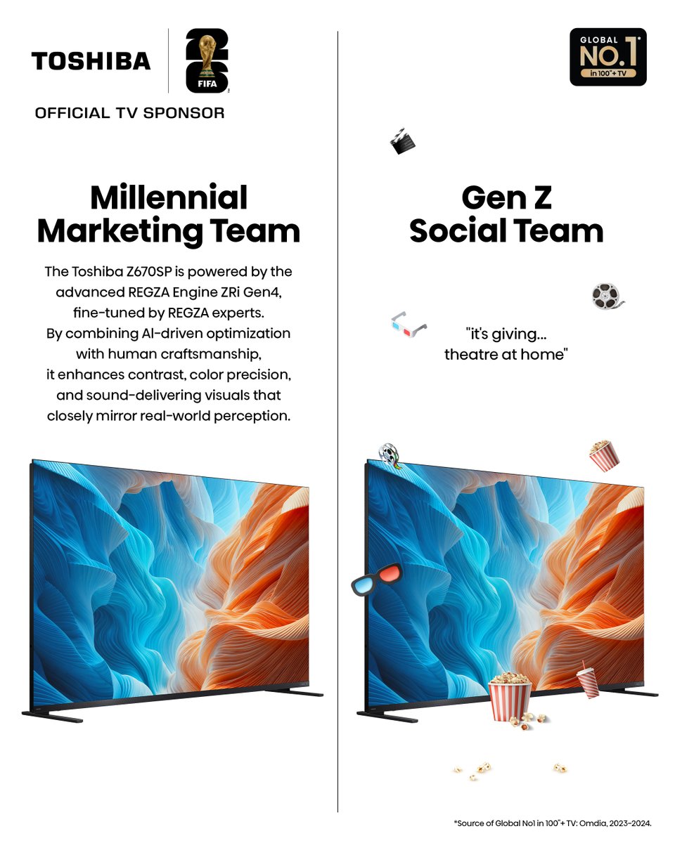 ToshibaTV_India's tweet photo. Different languages, but same experience β¨
Because when it looks this good, you just get it π¬
#ToshibaTV #PremiumViewing #HomeEntertainment #DolbyVisionAtmos #CinematicLiving #SmartTV #DesignMeetsTech https://t.co/Tb1lodL7WW