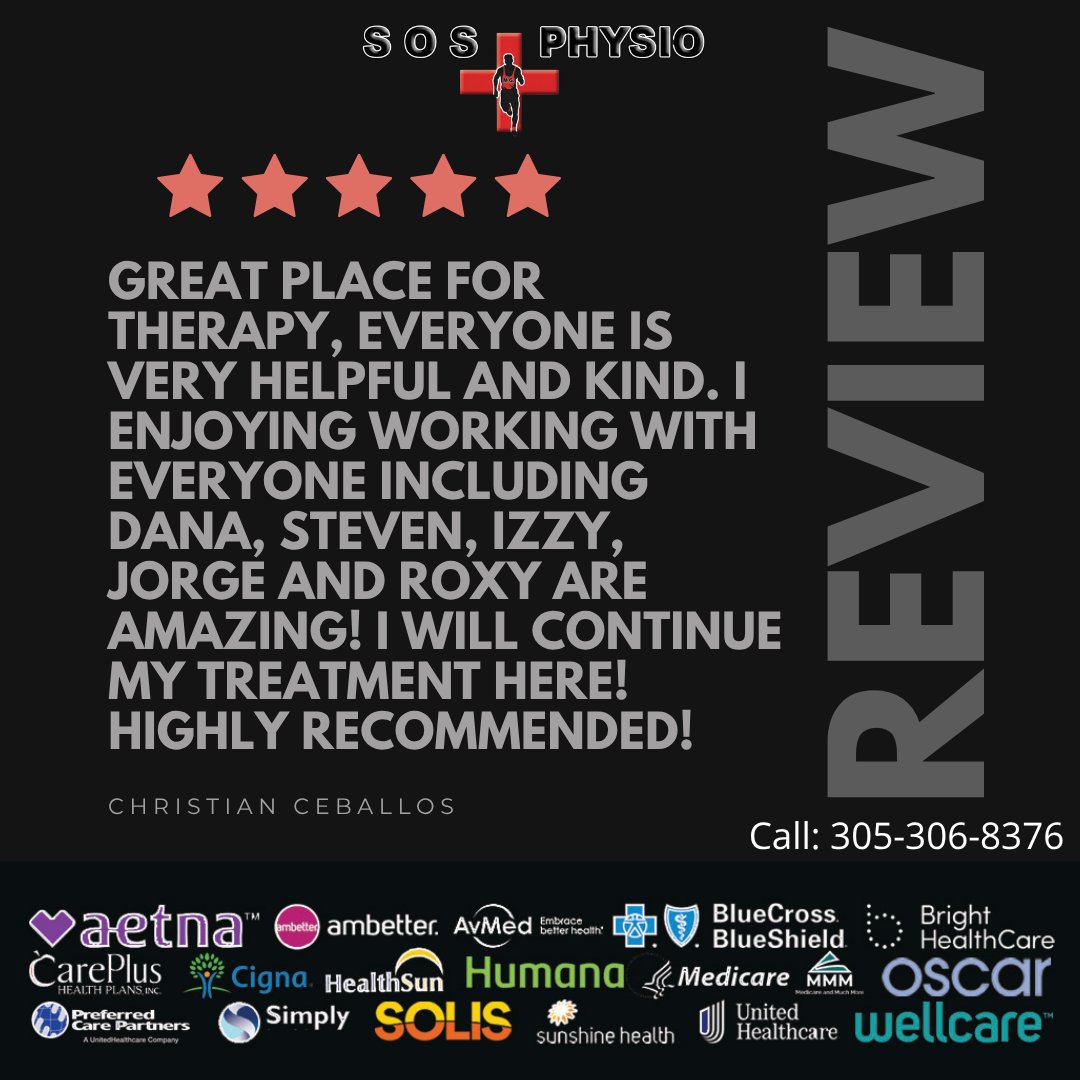 sosphysiorehab's tweet image. Thank you for sharing your feedback! Your review helps us grow and serve you better every day. 

Website: sosphysiorehab.com
Call: 305-306-8376

#MiamiRehab #PhysicalTherapy #PatientCare #HealthAndWellness #SOSPhysio #Rehabilitation #WellnessJourney #YourHealthMatters