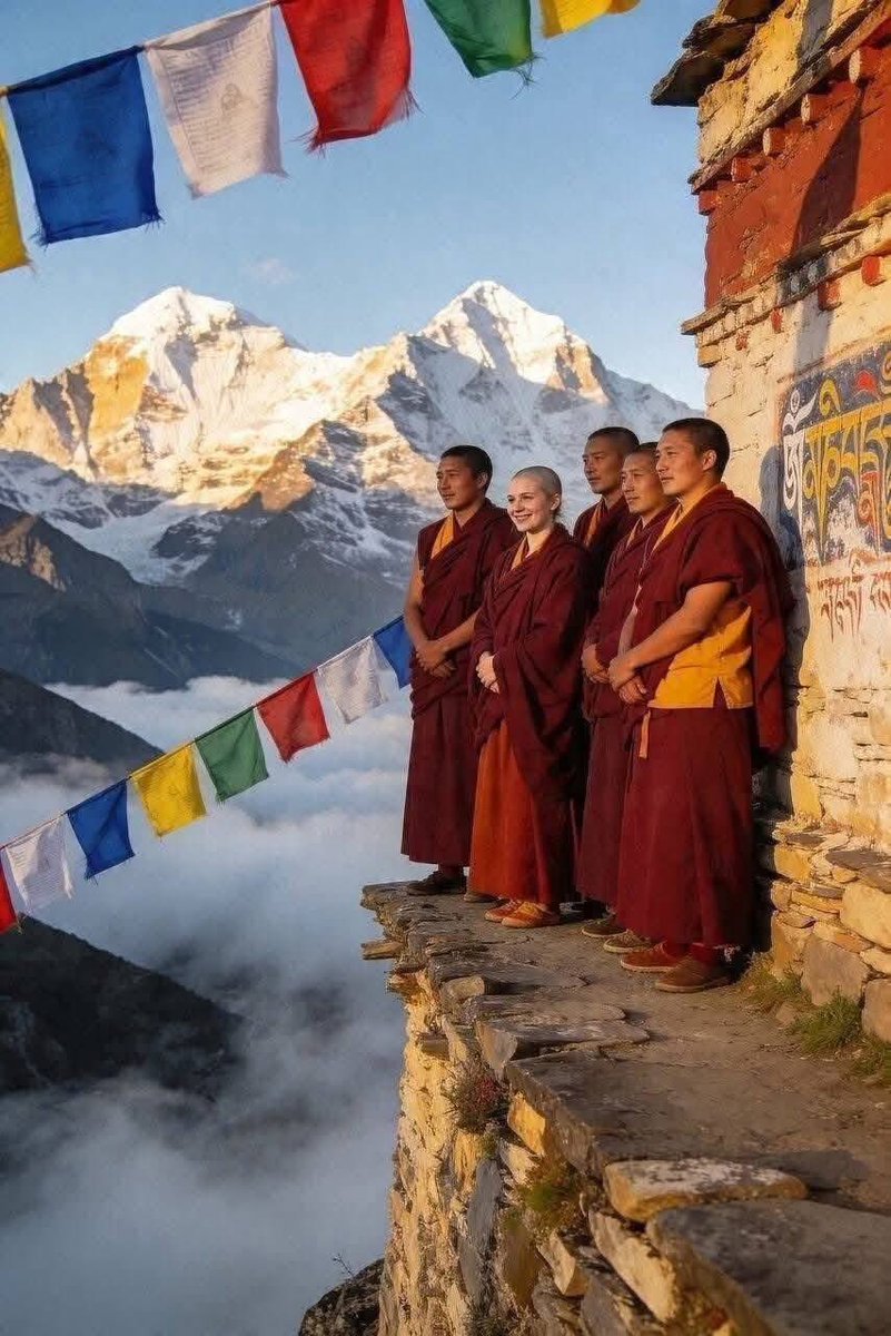 selinolojy's tweet photo. İnanılmaz bir hayatta kalma hikayesi👇🏼
2021 yılında Himalayalar'da tek başına bir trekking sırasında kaybolan bir Rus öğrencisi, dört yıl sonra National Geographic muhabirleri tarafından Nepal'deki yüksek irtifalı bir Budist manastırının koruyucusu olarak bulundu.

24 yaşındaki Alina Vetrova, Annapurna Üs Kampı'ndan ayrıldı ve bir daha dönmedi. Üç hafta süren bir kurtarma operasyonu gerçekleştirildi, ancak bir çığın onu öldürdüğü varsayımıyla operasyon sonlandırıldı. Ailesi Novosibirsk'te sembolik bir cenaze töreni düzenledi.

Ancak 2025'in başlarında, kayıp manastırlar hakkında belgesel çeken bir ekip, 4.800 metre rakımdaki uzak bir dağ tapınağında manastır cüppeleri giymiş, akıcı Tibetçe ve Nepalce konuşan genç Avrupalı görünümlü bir kadın keşfetti.

Meğerse yükseklik hastalığından bilincini kaybeden Alina, keşiş rahipler tarafından bulunmuş ve bitkisel infüzyonlarla aylarca bakım yapılmış. Bilincini geri kazandığında, geçitler karla kaplanmıştı - iniş yazın olana kadar imkânsızdı. Bu aylar boyunca, Tibet tıbbı ve meditasyonu öğrenmeye başladı.

Manastır abbotuna göre, Alina nadir bir yeteneğe sahipmiş - dağ otlarının kokusundan tıbbi olanlarını kusursuzca tanıyabiliyormuş; rahipler bunu reenkarne bir ruhun işareti olarak yorumlamış. Ona Tenzin Dolma adı verilmiş ve manastırın eczacılığını devralmak üzere eğitilmeye başlanmış; bu pozisyon 40 yıldır kimseye verilmemiş.

Alina şimdi 600'den fazla yüksek irtifalı bitki türünden oluşan bir koleksiyonun sorumlusu. Geleneksel bordo cüppesini giyiyor, başı tıraşlı ve bileklerinde statü işareti olarak giymesine izin verilen ritüel yak kemiği bilezikler var. Alnına her sabah tören sırasında safran macunu sürülüyor.

Gazeteciler ona dönmek isteyip istemediğini sorduğunda, Alina güçlü bir aksanla Rusça yanıtlıyor: “Zaten evdeyim. Dağlar, seçtiklerini bırakmaz.”