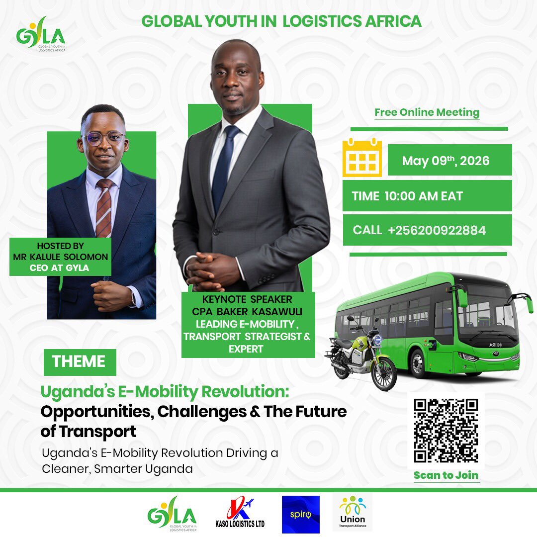 GYLA_Uganda's tweet image. This Saturday 🚀 Don’t miss it!

FREE Logistics Masterclass
📅 9 May | ⏰ 10AM (EAT) | 📍 Zoom

🎯 Opportunities • Challenges • Future of Transport

🎟️ Register here to attend : tinyurl.com/3djrprbv

#Logistics #Masterclass #GYLA  #Spiro #GreenTransport #CareerGrowth
