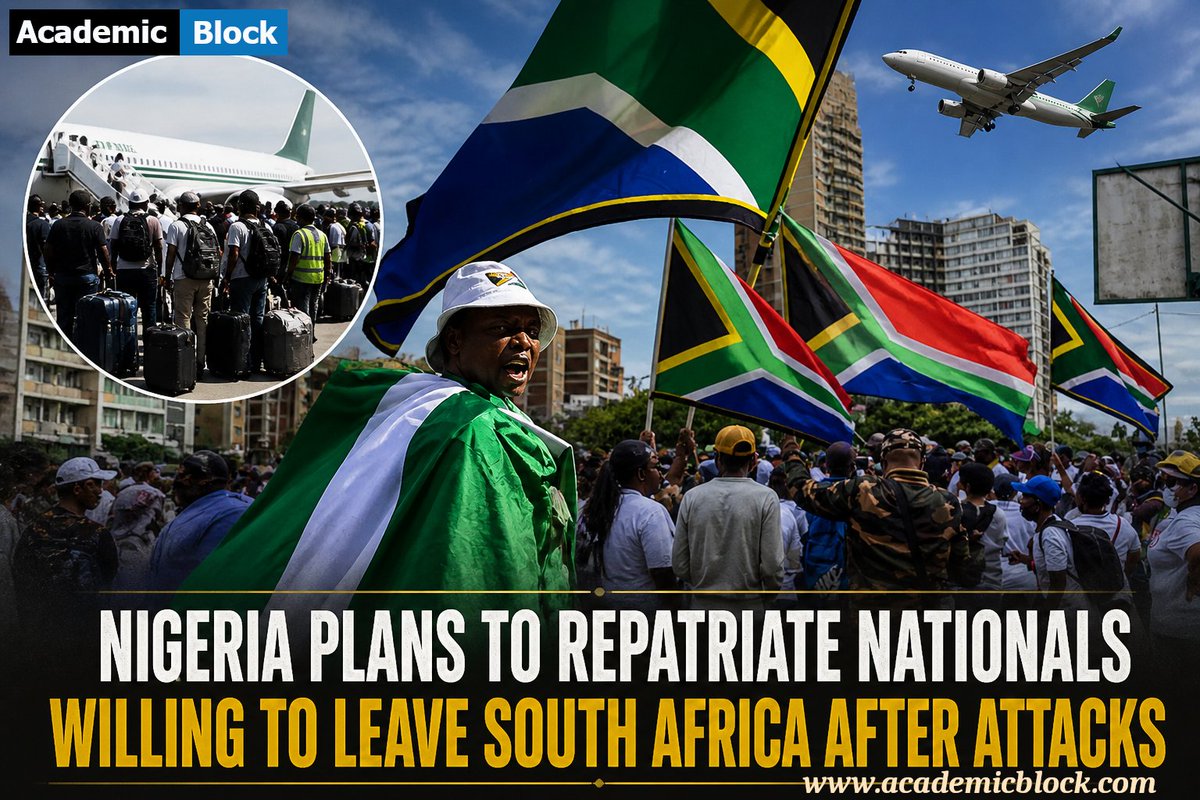 AcademicBlock_'s tweet image. Nigeria is stepping up to bring its citizens home after recent attacks in South Africa. 🇳🇬✈️🇿🇦

The Nigerian government has announced plans to repatriate nationals who are willing to leave, offering support and a way back home.

#Nigeria #SouthAfrica #Repatriation #academicblock
