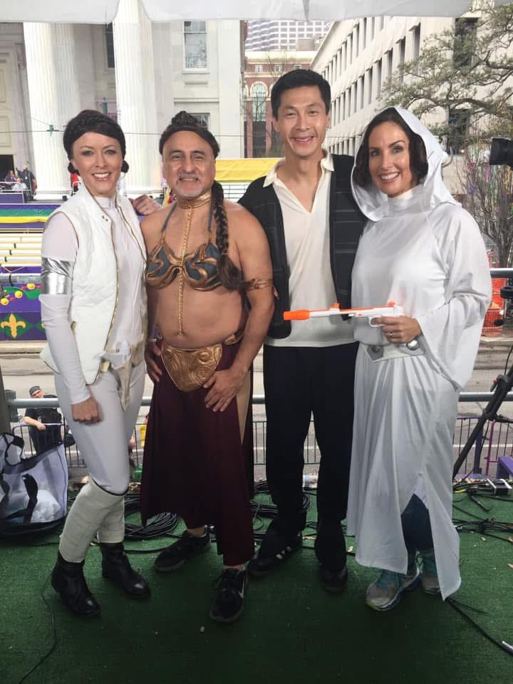 carl_arredondo's tweet image. #Maythe4thBeWithYou #Starwarsday 2017 @WWLTV anchor team covering #mardigras in #NewOrleans Thanh Solo &amp;amp; the Princess Leias. @thanh412 @NewsNatalie @karenswensen &amp;amp; I taking on the Dark Side. 
#EyeonCarnival 
@starwars