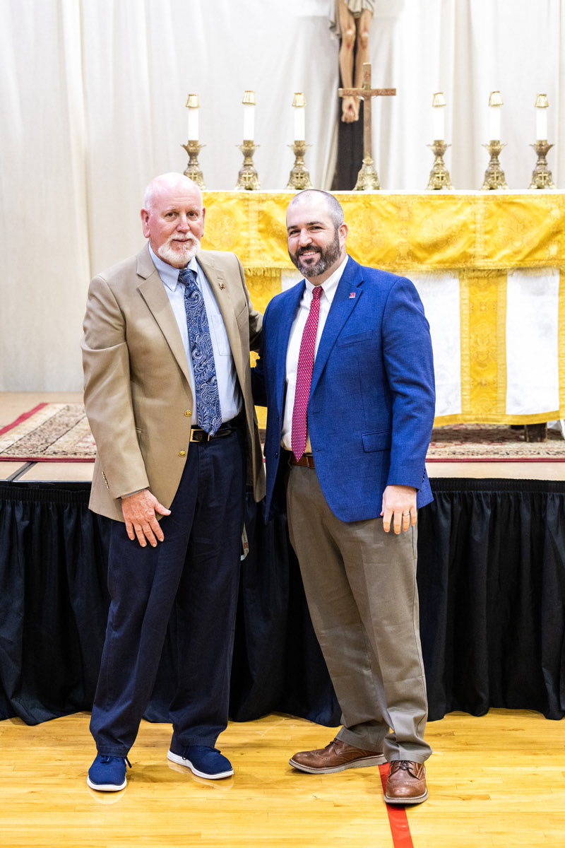ArchRUMMEL's tweet photo. 🎉 📓✏️ It’s Teacher Appreciation Week, and we recently held our annual faculty and staff honoree Mass, where we honored the following faculty and staff members for their years of service: 

10 Years of Service: Mr. Michael Tant
15 Years of Service: Mrs. Danielle McLeod
20 Years of Service: Mrs. Kerrie Hutchinson and Mr. Doug Neill 

We also honored Mr. Joey Boh, who is retiring (after 43 years!) at the end of this school year. 

Join us in saying THANK YOU to these Raider faculty and staff members for their dedication! 

Read more on our website: https://t.co/5DMO4YzIh0

#ThankYouTeachers #ThankYouStaff