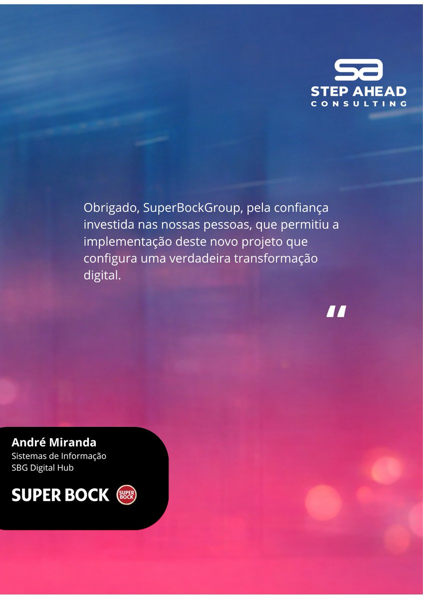 StepAheadCons's tweet photo. 🏅Case de Sucesso: Super Bock Group
Podíamos falar do projeto. Mas preferimos deixar o cliente falar por nós. ⬇️

#TecnologiaQueFazSentido #StepAheadConsulting #Stepers #SuperBockGroup #SIGACloud https://t.co/TVNwvNyyW8